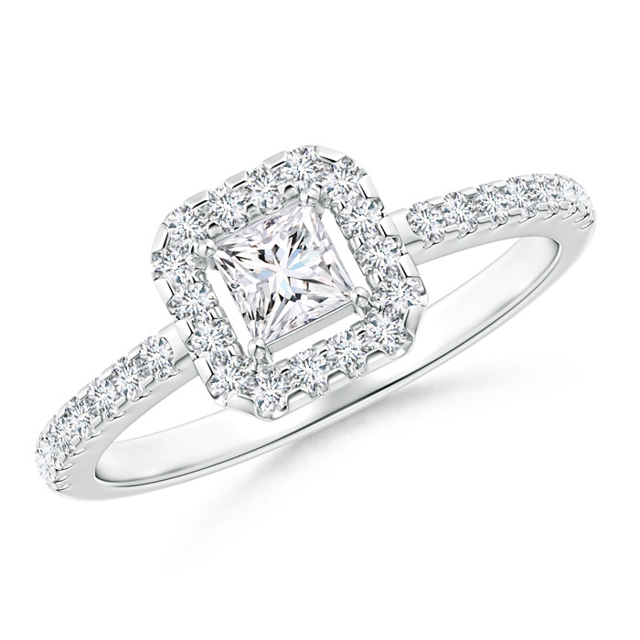 3.5mm GVS2 Floating Princess-Cut Diamond Halo Promise Ring in White Gold