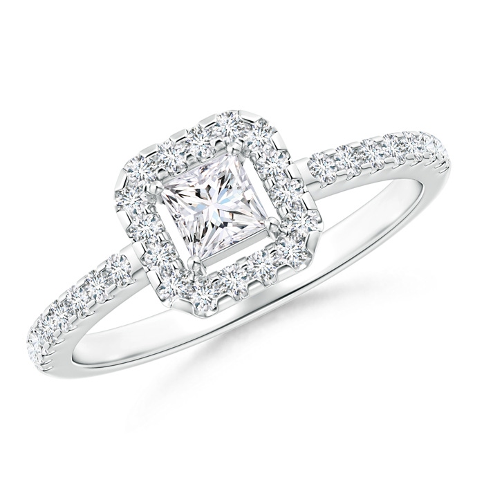 3.5mm GVS2 Floating Princess-Cut Diamond Halo Promise Ring in White Gold 