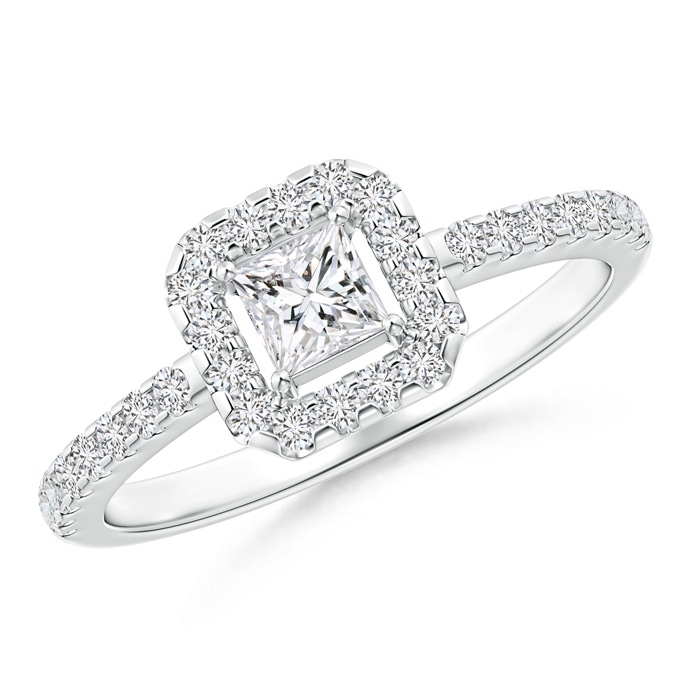 3.5mm HSI2 Floating Princess-Cut Diamond Halo Promise Ring in White Gold 