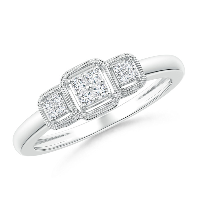 1.5mm GVS2 Cushion Framed Composite Diamond Art Deco Promise Ring in P950 Platinum 