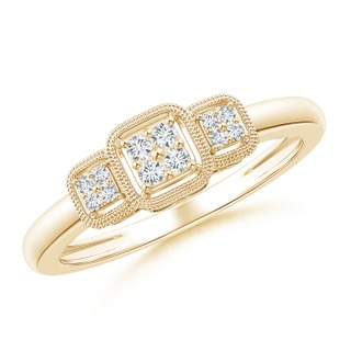 1.5mm GVS2 Cushion Framed Composite Diamond Art Deco Promise Ring in Yellow Gold