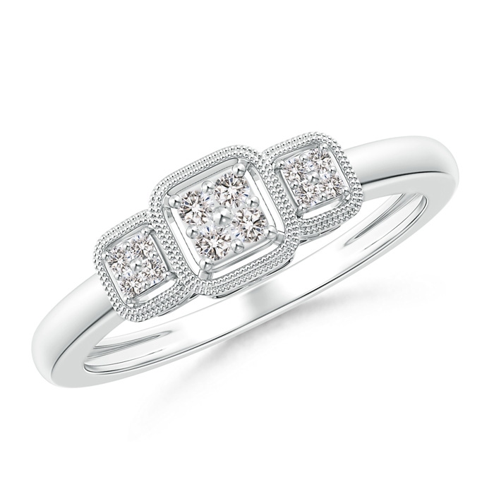 1.5mm IJI1I2 Cushion Framed Composite Diamond Art Deco Promise Ring in 9K White Gold 
