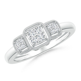 1.9mm GVS2 Cushion Framed Composite Diamond Art Deco Promise Ring in P950 Platinum