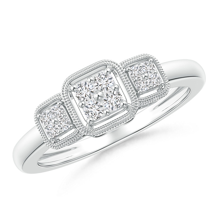 1.9mm HSI2 Cushion Framed Composite Diamond Art Deco Promise Ring in White Gold 