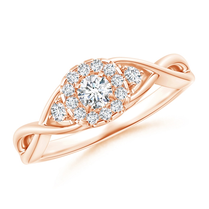 3.5mm GVS2 Pavé-Set Round Halo Diamond Infinity Promise Ring in Rose Gold 