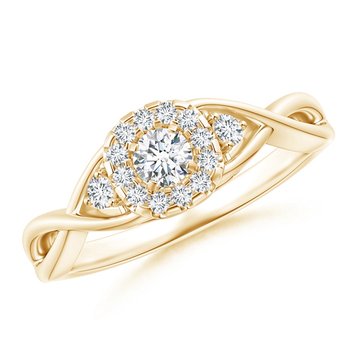 3.5mm GVS2 Pavé-Set Round Halo Diamond Infinity Promise Ring in Yellow Gold 