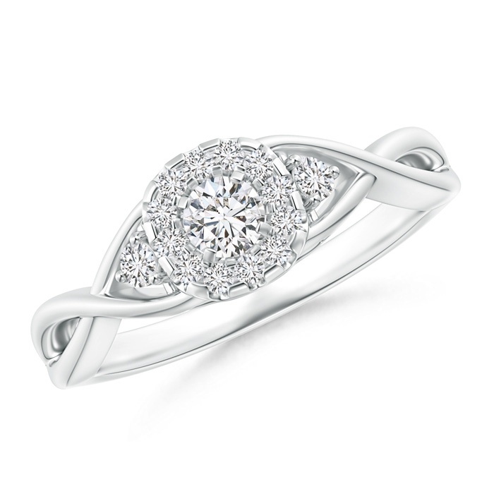 3.5mm HSI2 Pavé-Set Round Halo Diamond Infinity Promise Ring in White Gold 