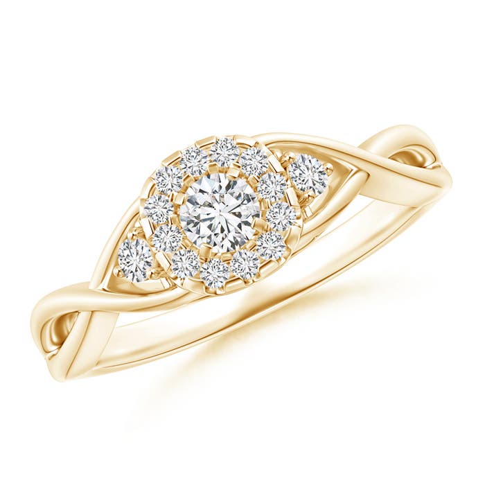 3.5mm HSI2 Pavé-Set Round Halo Diamond Infinity Promise Ring in Yellow Gold