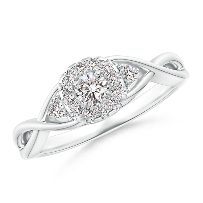 3.5mm IJI1I2 Pavé-Set Round Halo Diamond Infinity Promise Ring in White Gold 