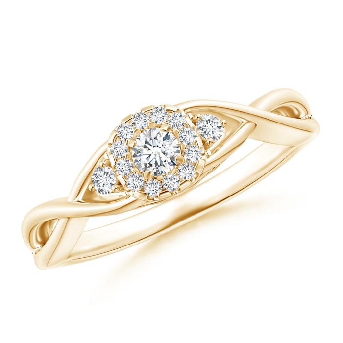 3mm GVS2 Pavé-Set Round Halo Diamond Infinity Promise Ring in Yellow Gold 