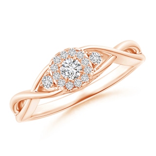 3mm HSI2 Pavé-Set Round Halo Diamond Infinity Promise Ring in Rose Gold