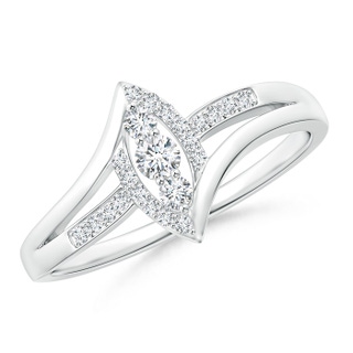 2.5mm GVS2 Vertically-Set Three Stone Diamond Split Bypass Promise Ring in White Gold