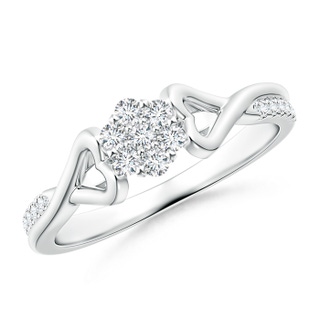 1.8mm GVS2 Twisted Heart 2 Heart Diamond Cluster Promise Ring in White Gold