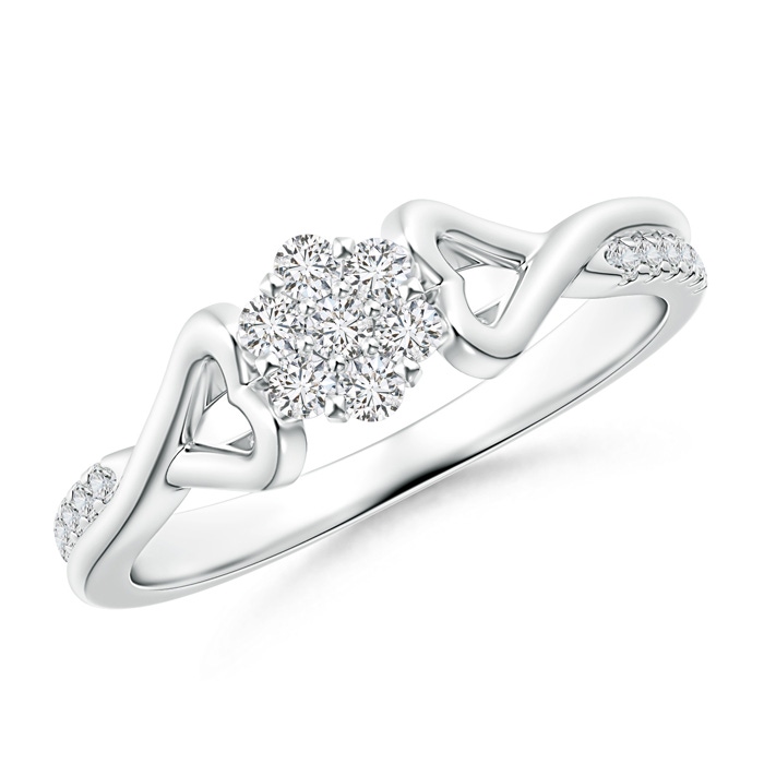 1.8mm HSI2 Twisted Heart 2 Heart Diamond Clustre Promise Ring in White Gold