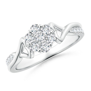 2.3mm GVS2 Twisted Heart 2 Heart Diamond Clustre Promise Ring in P950 Platinum