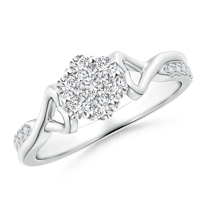 2.3mm HSI2 Twisted Heart 2 Heart Diamond Clustre Promise Ring in White Gold