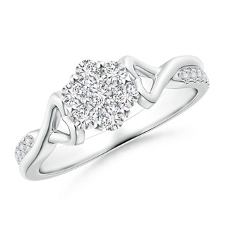 2.3mm HSI2 Twisted Heart 2 Heart Diamond Cluster Promise Ring in White Gold