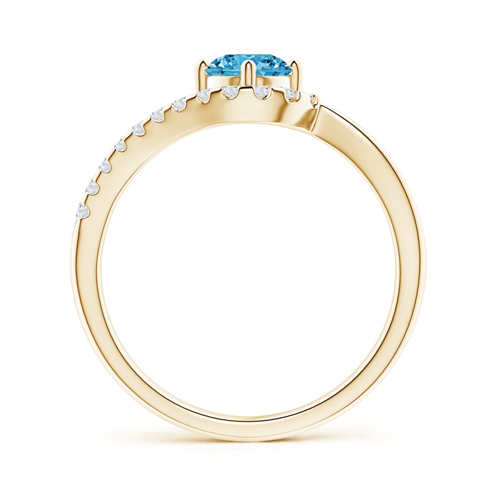 5.1mm AAAA Solitaire Round Fancy Intense Blue Diamond Swirl Promise Ring in Yellow Gold - side 199