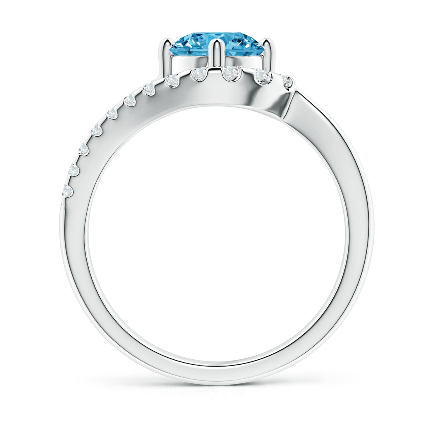 6.4mm AAAA Solitaire Round Fancy Intense Blue Diamond Swirl Promise Ring in White Gold