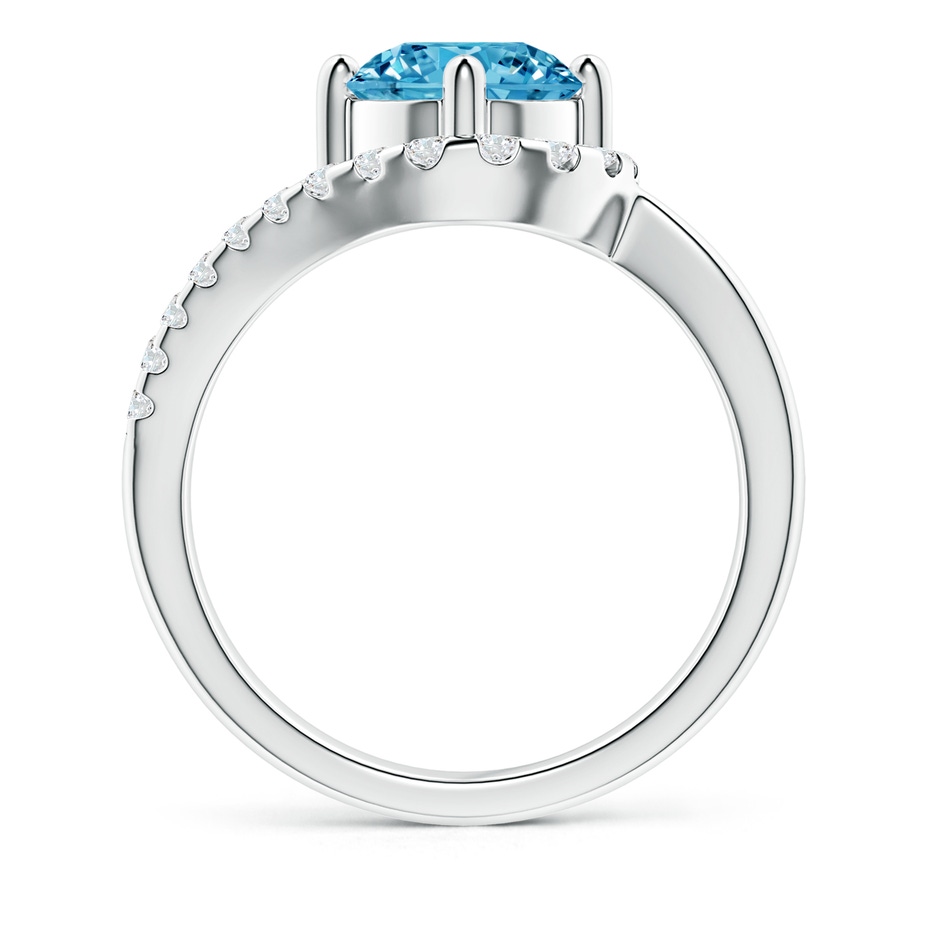 7.4mm AAAA Solitaire Round Fancy Intense Blue Diamond Swirl Promise Ring in P950 Platinum side 199
