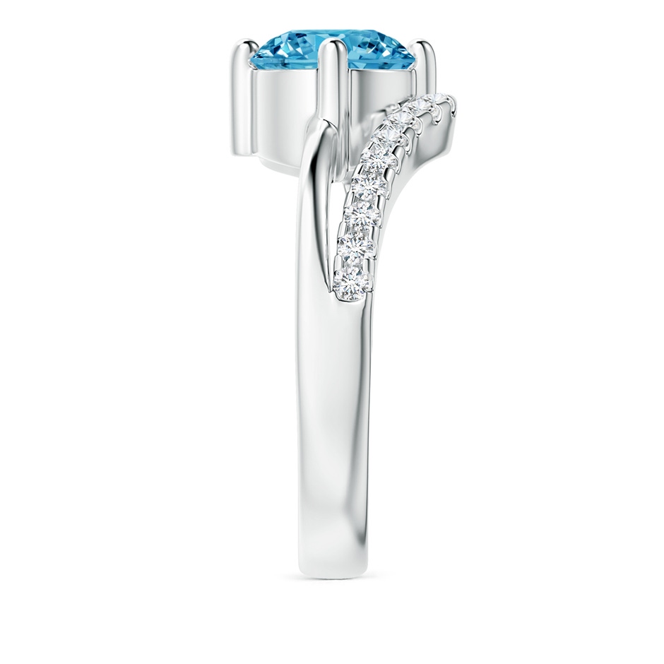7.4mm AAAA Solitaire Round Fancy Intense Blue Diamond Swirl Promise Ring in P950 Platinum side 299