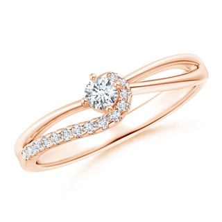 3mm GVS2 Solitaire Round Diamond Swirl Promise Ring in Rose Gold
