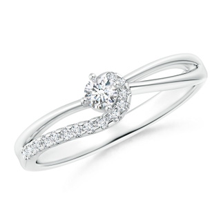 3mm GVS2 Solitaire Round Diamond Swirl Promise Ring in White Gold