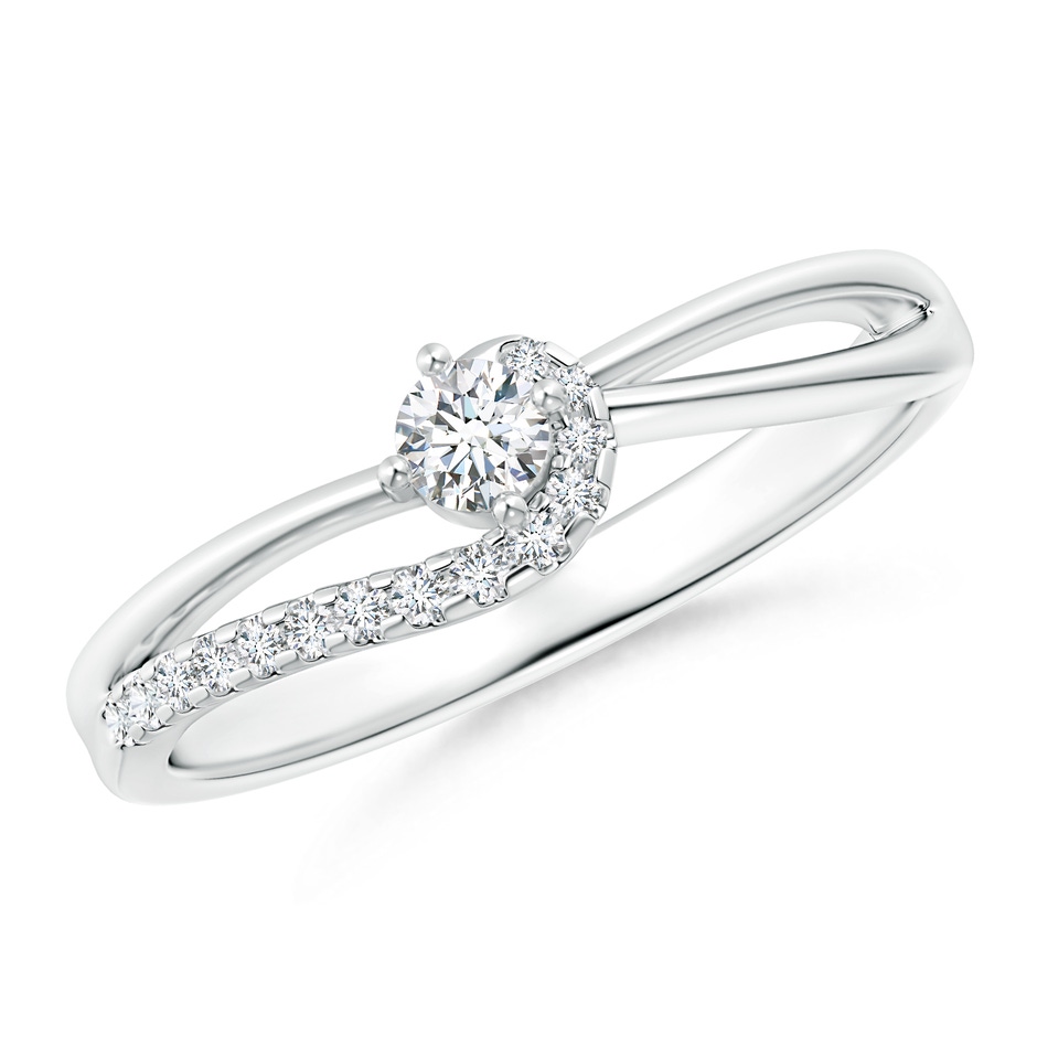 3mm GVS2 Solitaire Round Diamond Swirl Promise Ring in White Gold 
