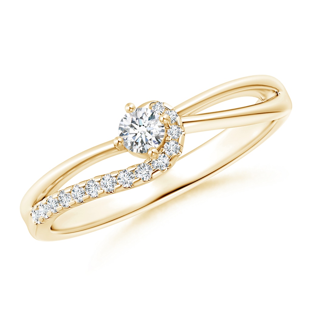 3mm GVS2 Solitaire Round Diamond Swirl Promise Ring in Yellow Gold