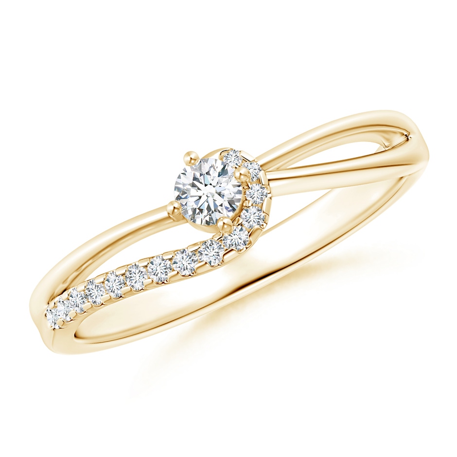 3mm GVS2 Solitaire Round Diamond Swirl Promise Ring in Yellow Gold 
