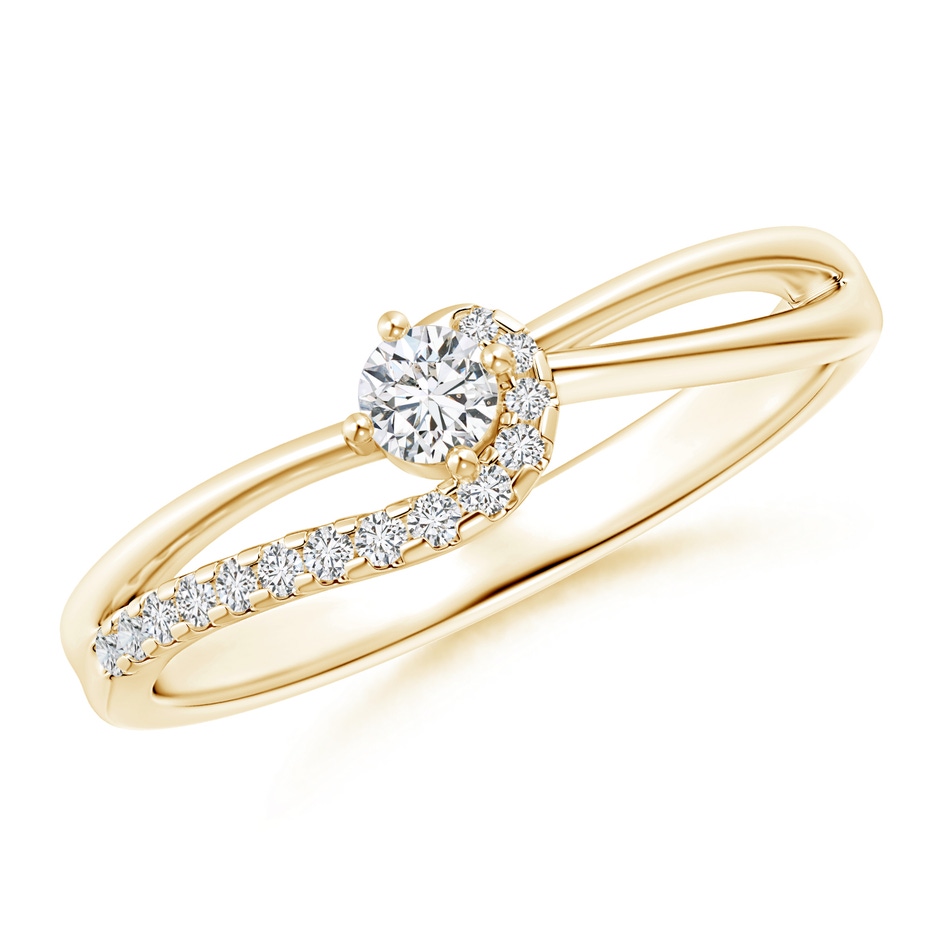 3mm HSI2 Solitaire Round Diamond Swirl Promise Ring in 18K Yellow Gold 