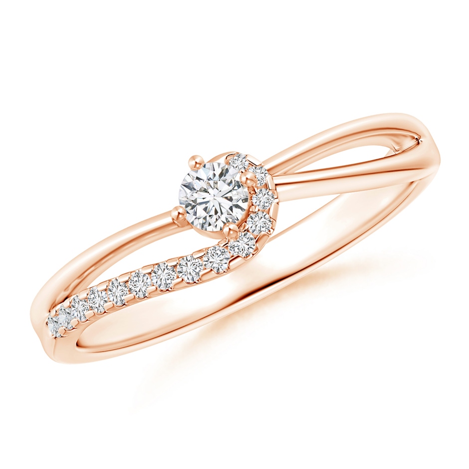 3mm HSI2 Solitaire Round Diamond Swirl Promise Ring in 9K Rose Gold 