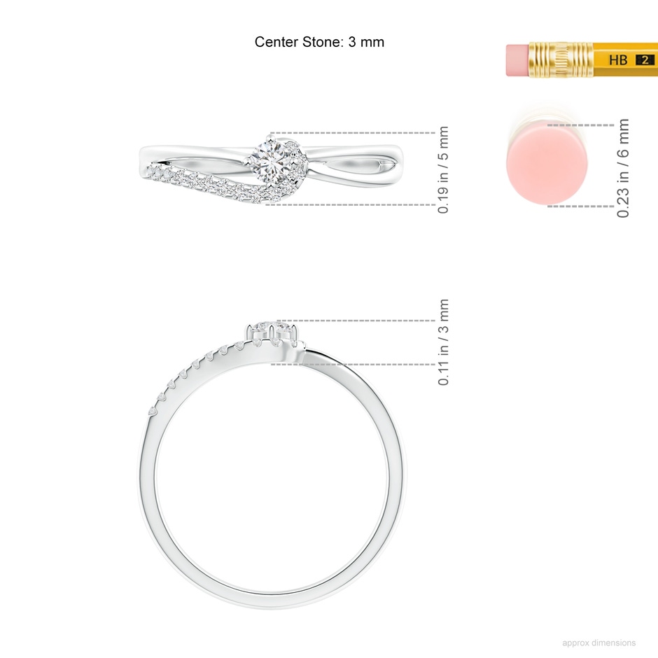 3mm HSI2 Solitaire Round Diamond Swirl Promise Ring in P950 Platinum ruler