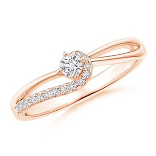 3mm HSI2 Solitaire Round Diamond Swirl Promise Ring in Rose Gold