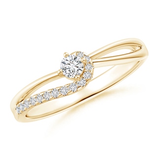 3mm HSI2 Solitaire Round Diamond Swirl Promise Ring in Yellow Gold