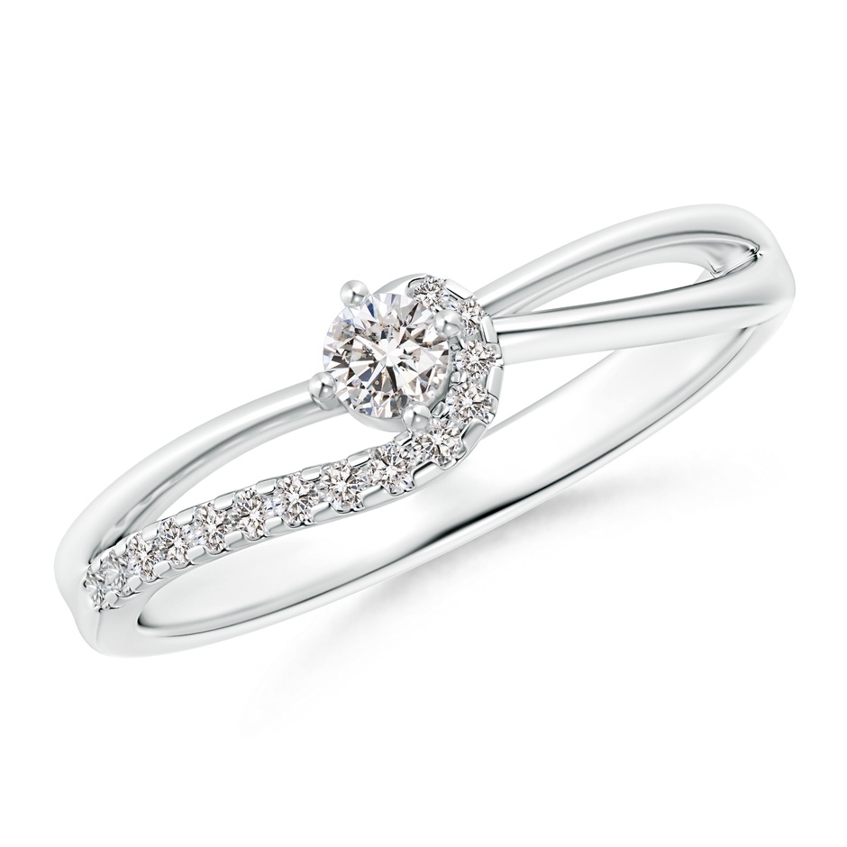 3mm IJI1I2 Solitaire Round Diamond Swirl Promise Ring in White Gold 