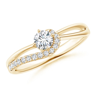 4.1mm GVS2 Solitaire Round Diamond Swirl Promise Ring in Yellow Gold