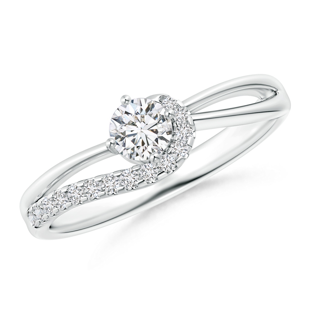 4.1mm HSI2 Solitaire Round Diamond Swirl Promise Ring in 18K White Gold