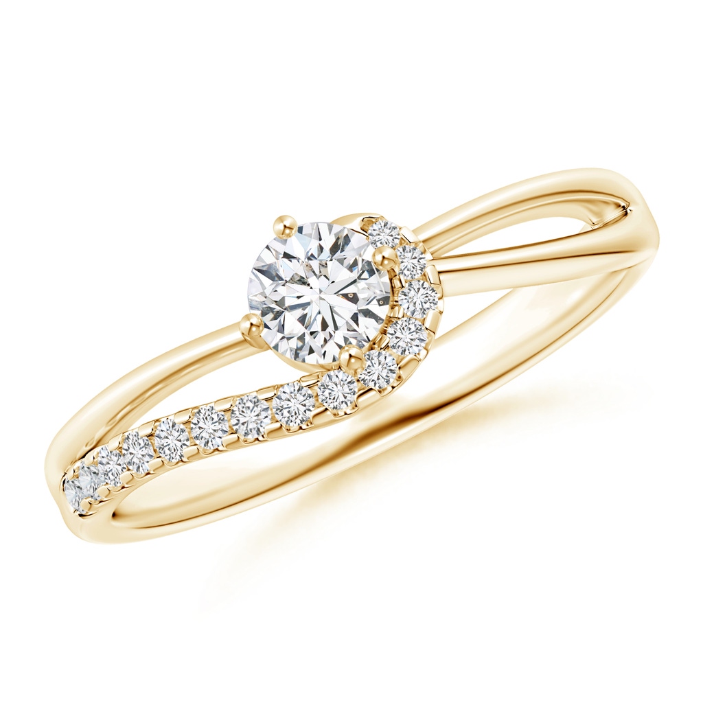 4.1mm HSI2 Solitaire Round Diamond Swirl Promise Ring in Yellow Gold