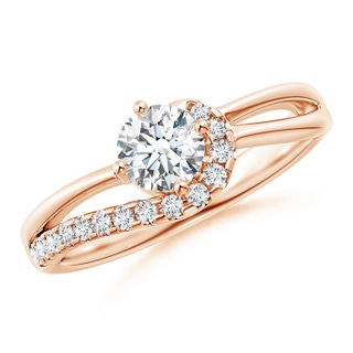 5.1mm GVS2 Solitaire Round Diamond Swirl Promise Ring in 18K Rose Gold