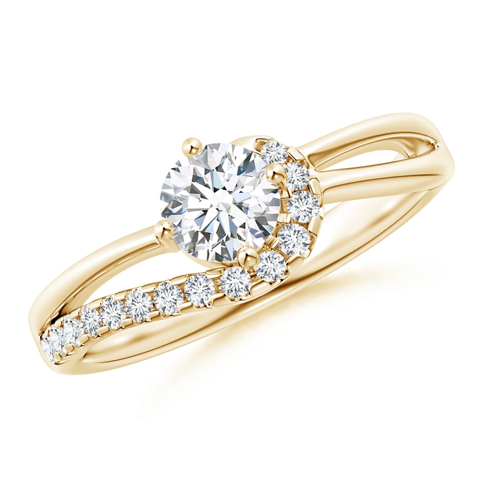 5.1mm GVS2 Solitaire Round Diamond Swirl Promise Ring in Yellow Gold 