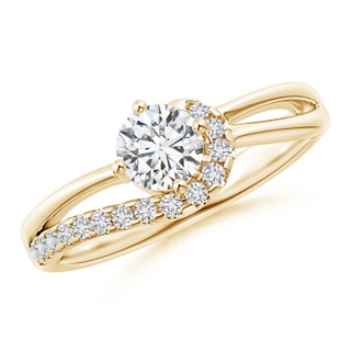 5.1mm HSI2 Solitaire Round Diamond Swirl Promise Ring in Yellow Gold
