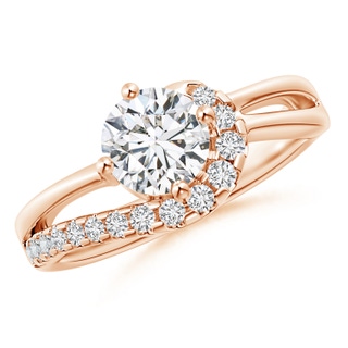 6.4mm HSI2 Solitaire Round Diamond Swirl Promise Ring in 10K Rose Gold