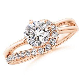 6.4mm IJI1I2 Solitaire Round Diamond Swirl Promise Ring in 10K Rose Gold