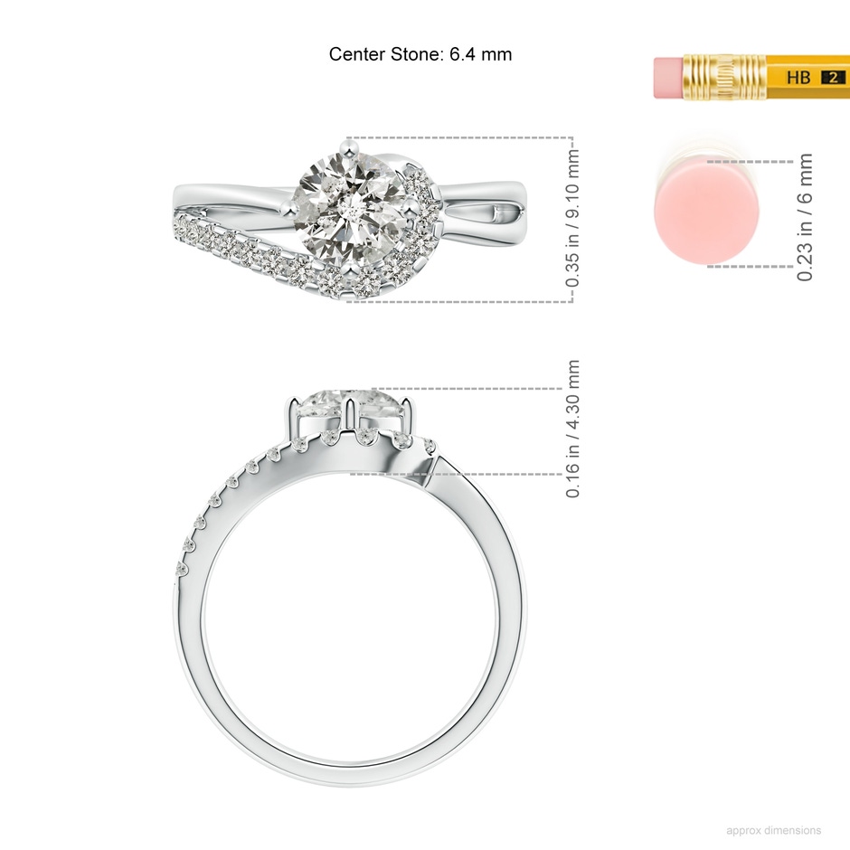 6.4mm KI3 Solitaire Round Diamond Swirl Promise Ring in P950 Platinum ruler