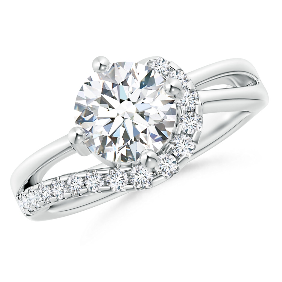 7.4mm GVS2 Solitaire Round Diamond Swirl Promise Ring in P950 Platinum 