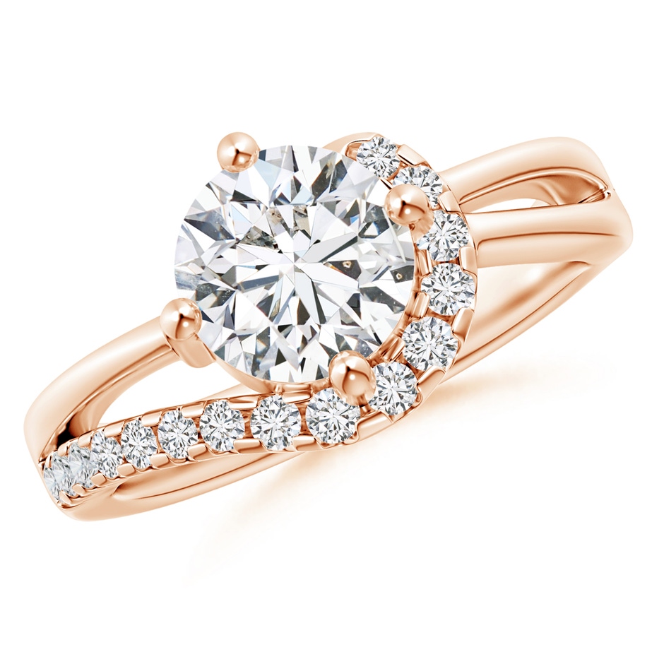 7.4mm HSI2 Solitaire Round Diamond Swirl Promise Ring in 18K Rose Gold 