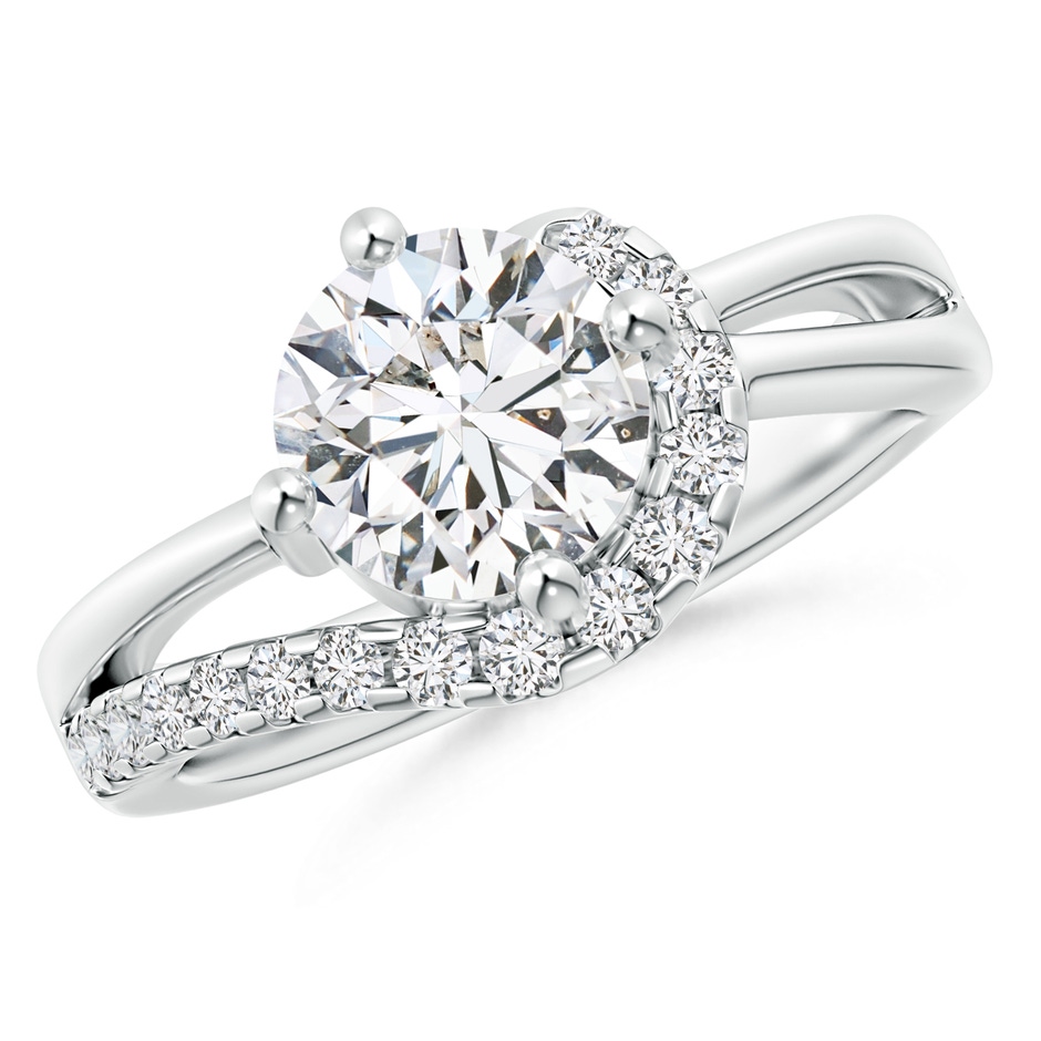 7.4mm HSI2 Solitaire Round Diamond Swirl Promise Ring in P950 Platinum 