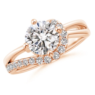 7.4mm IJI1I2 Solitaire Round Diamond Swirl Promise Ring in 10K Rose Gold