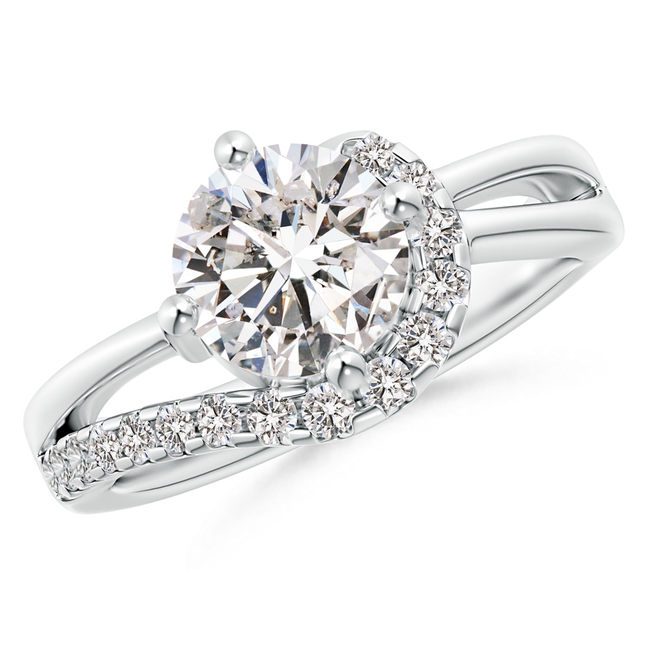7.4mm IJI1I2 Solitaire Round Diamond Swirl Promise Ring in P950 Platinum 